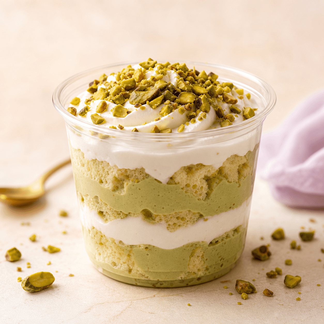 Pistachio 8 oz clear round dessert cup